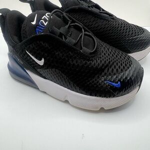 Nike Air Max 270 Sneakers HF0098-001 Black/White/Racer Blue Size 7 Toddler Kid's